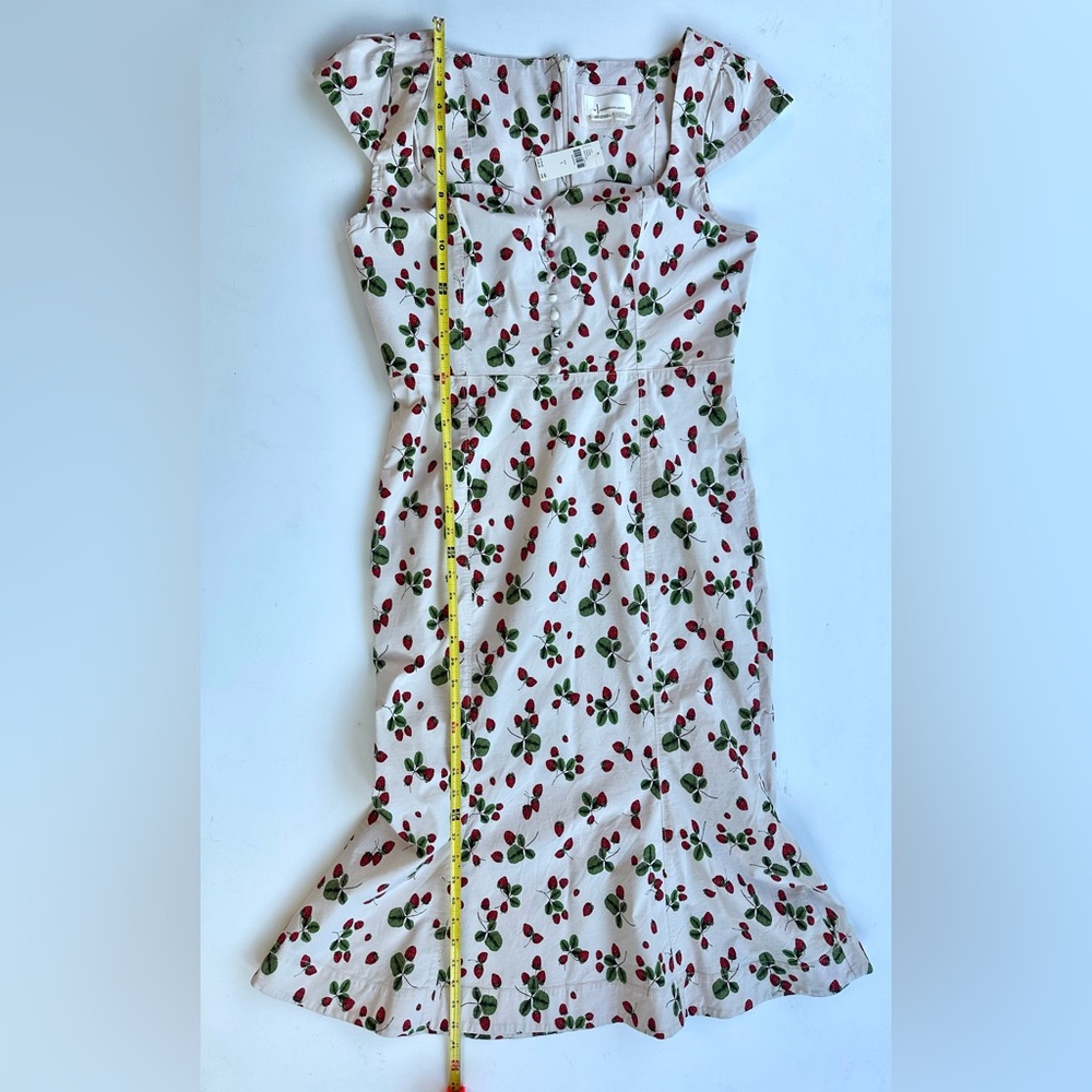 NWT Anthropologie Maeve Cecily Fit & Flare Midi Strawberries Sweetheart Dress, L - Picture 14 of 16